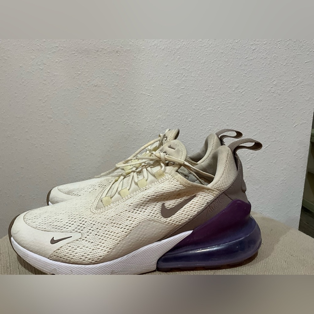 Nike Air Max 270 Beige and Purple Sneakers